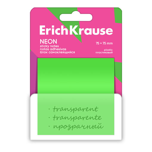 Picture of EK PLASTIC STICKY NOTES NEON GREEN 75X75MM